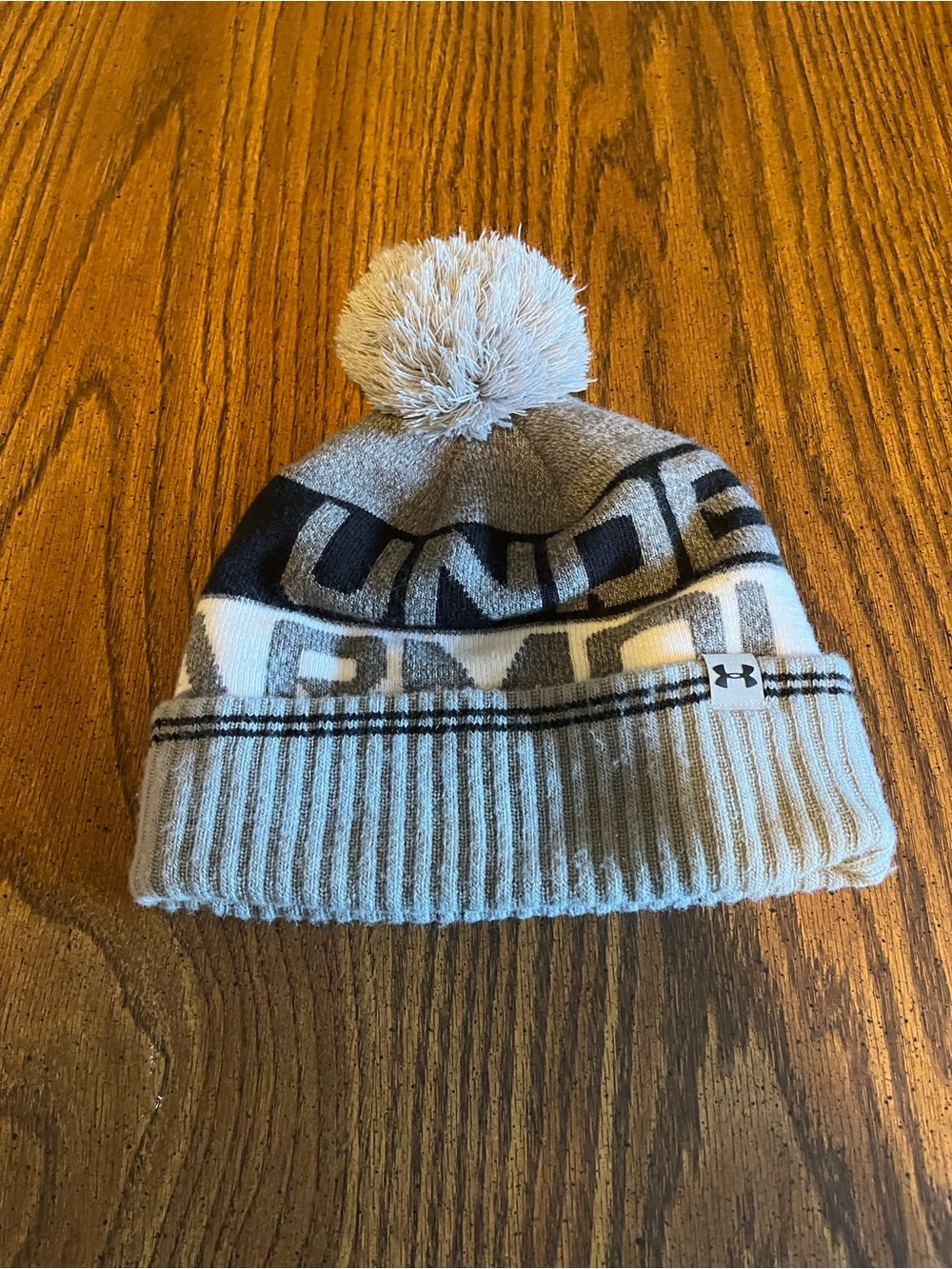 Under Armour Gray and Black Pom Beanie